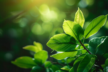 Sticker - nature of green leaf in garden at summer natural green leaves plants using as spring background cover page greenery environment ecology lime green wallpaper