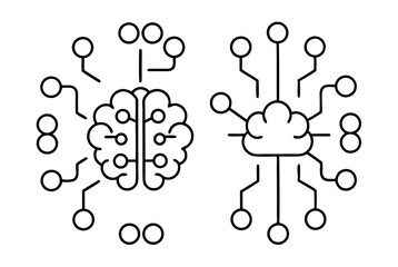 Brain circuit line art design complex hand drawing