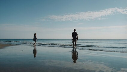 Wall Mural - Serene beach scenes with crystal-clear wate