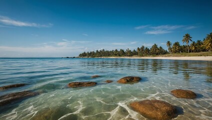 Wall Mural - Serene beach scenes with crystal-clear wate