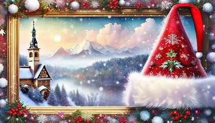 Poster - christmas greeting card with santa claus