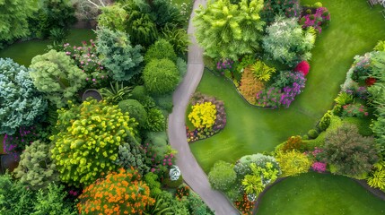 Wall Mural - A blooming garden in summer with colorful image