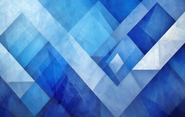 Poster - modern abstract blue background design with layers of textured white transparent material. Generative AI.