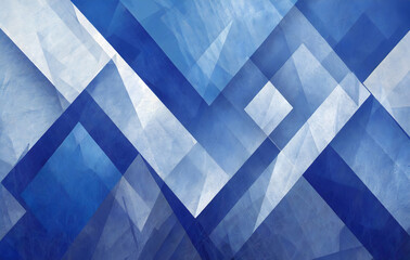Poster - modern abstract blue background design with layers of textured white transparent material. Generative AI.