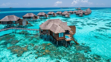 Poster - Maldives with luxury water villas where cozy picture