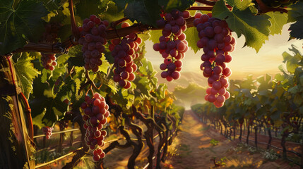 grape vines in autumn, vineyard