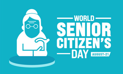 World Senior Citizen's Day is observed every year on August 21. The day is known to increase awareness.  Banner poster and happy mature couple. Vector art