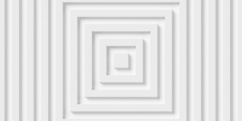 Wall Mural - Broad concentric squares background wallpaper banner flat lay top view from above on white background