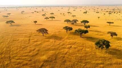 Wall Mural - Savannah with golden grasses stretching img