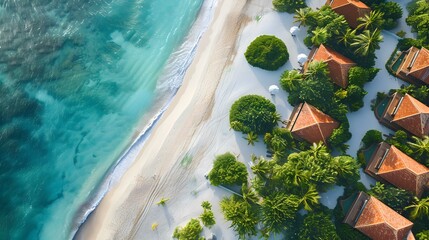 Wall Mural - Beach with private cabanas located along image