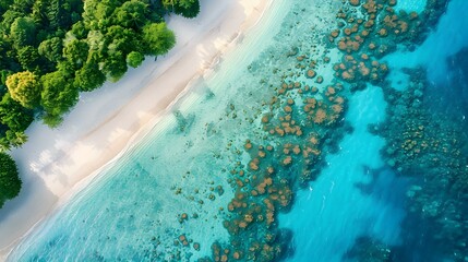 Wall Mural - An exotic beach with coral reefs image