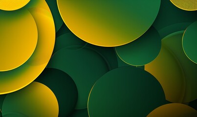 Wall Mural - A green and yellow background with circles of different sizes