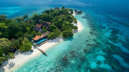 Poster - A tropical island with an outdoor resort