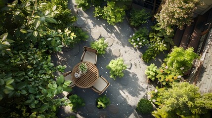 Wall Mural - Terrace with a mini-garden where various plants