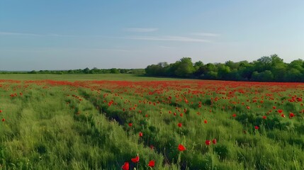 Canvas Print - A field of red poppies in spring image