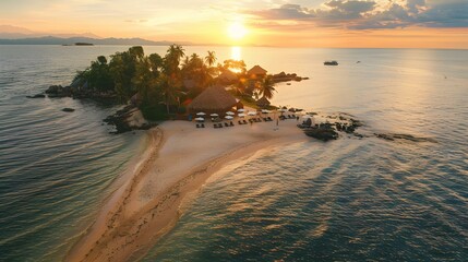 Poster - An island with beach restaurants where guests picture