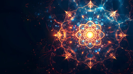 Canvas Print - glowing trance like sacred geometry. With black background