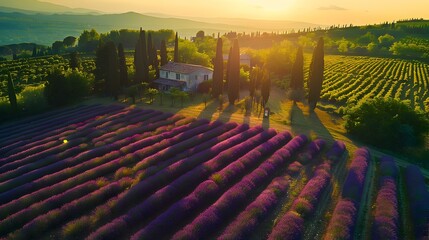 Sticker - A field of lavender in summer image