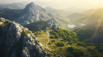 Wall Mural - A mountain pass with a winding road