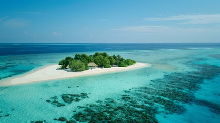 Poster - A tropical island with a spearfishing resort image