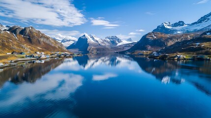 Wall Mural - A fjord with deep blue waters