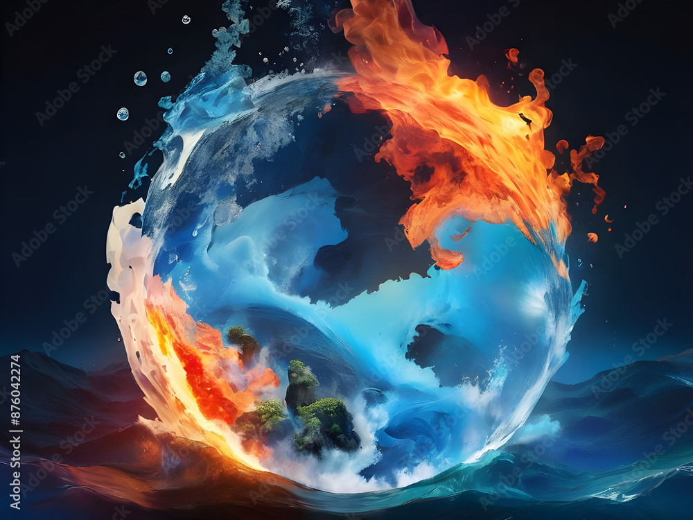 Matter. The five fundamental elements of nature: Water, Fire, Earth ...