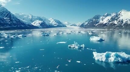 Wall Mural - An icy lagoon with floating icebergs img