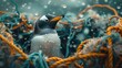 © Unic - 'concept plastic pollution trapped marine net conservation penguin nature animal climate fish protection aquatic beach bird contamination damage danger debris dirty discarded earth ecology