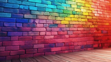 Poster - Colorful brick wall. Background with rainbow colors.