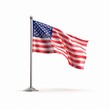 © admin_design - An American flag waving proudly on a flagpole against a white background.