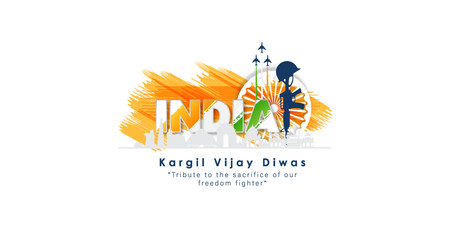 illustration of silhouettes of soldiers abstract concept for Kargil Vijay Diwas, banner or poster. Vector illustration