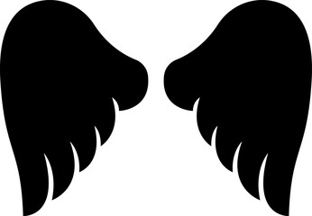 Wall Mural - Wings icon. Angel Wings Black silhouette. Set of hand drawn bird or angel wings. Wings Collection - Vector illustration.