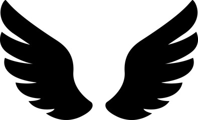 Wall Mural - Wings icon. Angel Wings Black silhouette. Set of hand drawn bird or angel wings. Wings Collection - Vector illustration.