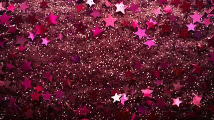 viva magenta glitter Shiny Festive stars confetti. pattern holiday confetti backdrop star christmas decoration celebration gold ornament winter glistering object symbol shape isolate