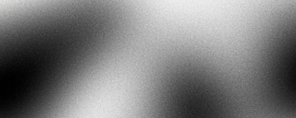 Wall Mural - Black and white grainy textured banner header backdrop with gradient noise.