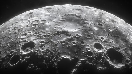 Wall Mural - a telescope captured a black and white photo of the moon, showing its beauty