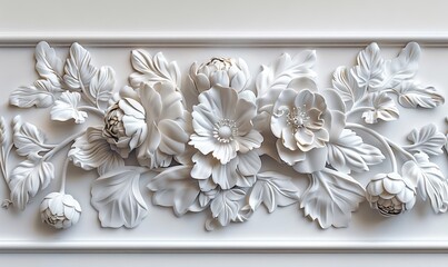 Wall Mural - Featuring a three-dimensional stucco panel in white