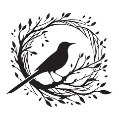 birds silhouette Hummingbird on white background Vector illustration black and white isolated 2