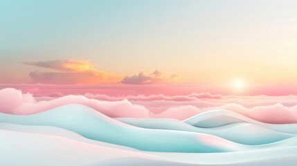 Canvas Print - a beautiful, pink and blue sky with a sun setting in the background