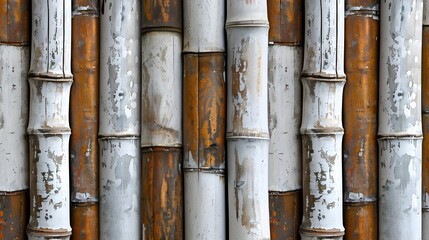 Bamboo texture background. Details of white and brown bamboo fence wall for background and wallpaper. 