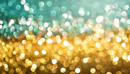 Sticker - Abstract background with golden and teal bokeh lights. Perfect for festive, dreamy, and artistic projects. High quality and vibrant image. 