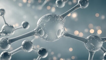 Microscopic view of chemical molecules particles in biotechnology