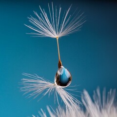 Wall Mural - one Dandelion with a little droplet hanging from the rest