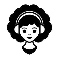 Listening to music with headphone vector art illustration