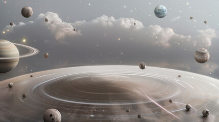Wall Mural - a space scene with planets and stars