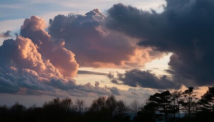 Poster - pastel sunset sky and clouds drawing backgroud generative ai