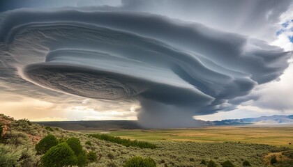 Wall Mural - incredible supercell spinning across wyoming sky full of dark storm clouds