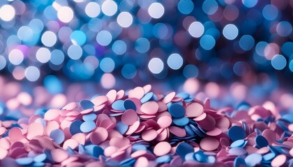 Wall Mural - blue pink bokeh sprinkles for a holiday celebration like christmas new year shiny lights isolated wallpaper background