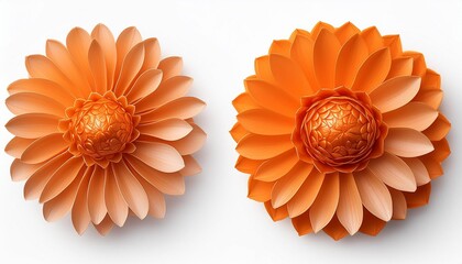 Poster - top view of single orange flower isolated on white background