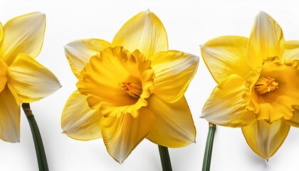 Canvas Print - yellow spring flowers daffodils isolated on white background with clipping path flowers objects for design advertising postcards narcissus flowers